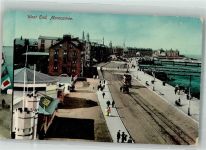 Morecambe 1915 Foto AK Geschäft Kiosk West End Straßenbahn