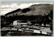 36129 W6412 Gersfeld Rhön Foto AK Raststätte Schwedenschanze Skihütte Skiklub Rhön