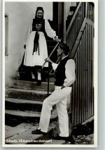 W7410 Betzingen Paar in schwäbischer Volkstracht Trachten Schwäbisch Foto AK