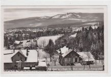 Schreiberhau - Szklarska Poreba / Kreis Hirschberg - Jelenia Góra im Riesengebirge mit Blick nach den Schneegruben im Winter ungelaufen Top Erhaltung.