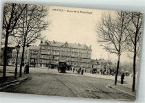 44000 Nantes 1907 Foto AK Straßenbahn Place de la République