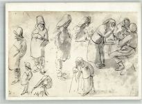 sign. A. Brouwer Figurenstudien Künstler Künstlerkarte