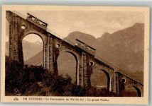 Lourdes Pic du Jer Standseilbahn Großes Viadukt Bergbahn Foto AK