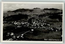 87538 W8975 Weiler i Allgäu Foto AK Fliegeraufnahme des Ortes mit Pfarrkirche St. Blasius