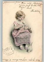 Kind mit Hasen M. M. Vienne Nr. 217 M. Munk Wien 1911 Künstlerkarte