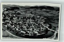 93413 W8490 Cham , Oberpf Foto AK Fliegeraufnahme KIrche Brücke