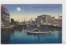 Königsberg / Kaliningrad. Hafenpartie mit Börse. 1917 Feldpost Leichte Abschürfung oben links, sonst gut erhalten.