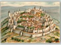 11000 Carcassonne Lithographie Burg Festung