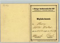 97318 W8710 Kitzingen KEINE AK Mitgliedsausweis Handharmonika-Club