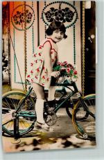 Fotokunst handcoloriert AK Fahrrad 1930
