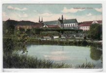Oliva / Oliwa mit Schloss und Kirche gelaufen, mit Stempel von 1906, Marke entfernt kleiner Knick oben links und rechts, leichte Abschürfungen, leicht stockfleckig, sonst gut erhalten
