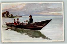 Ruderboot Künstlerkarte AK Moralt, W. 1911 Gebrauchsspuren