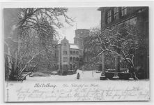 Heidelberg. Schlosshof im Winter gelaufen. Ecken mit Albumabdrücken, leicht fleckig, sonst gut erhalten