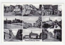 Dannenberg, 9 Abbildungen mit Langestraße und Marschtorstraße gelaufen, 1957. Gute Erhaltung.
