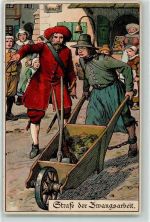 Mittelalter Strafe der Zwangsarbeit AK Strafe Lithographie