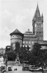 Fotokarte Königsberg / Kaliningrad in Preußen. Schlosskirche Straßenbahn ungelaufen Top Erhaltung.