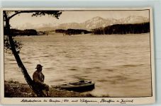 83410 W8229 Laufen , Salzach - Abtsdorfersee mit Watzmann Staufen und Zwiesel Ruderboot