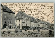 Cheb Eger 1914 - Unterer Marktplatz Cafe Pistorius Brunnen Geschäfte