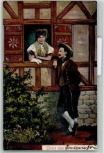 Cheb Eger Gespräch am Fenster AK Trachten Tschechien 1928