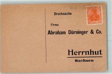 02747 O8709 Herrnhut Gebrauchsspuren Drucksache Firma Abraham Dürninger & Co. Bestellkarte