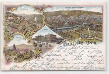 Bad Dürkheim, Lithographie. ein Bahnhof gelaufen. Fleckig, leicht bügig, kleiner Knick unten links, leichte Eckabschürfungen, sonst gut erhalten