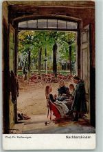 sign. Fr. Kallmorgen Nachbarskinder AK Buch lesen 1912