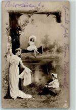 NPG Serie 195 Jugendstil AK Buchstabenkarte Fotomontage AK