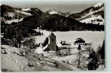 83727 W8162 Schliersee - Gasthaus St. Bernhard Kirche Spitzing Winter Ort lt. Stempel