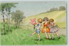 Serie 2959 Kinder mit Blumen sign. H.P. - Petersen ? Meissner & Buch