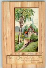 Wohnhaus Birken Passepartout Prägedruck