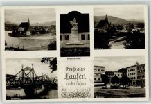 83410 W8229 Laufen , Salzach Foto AK Marktplatz Salzachbrücke Kriegerdenkmal
