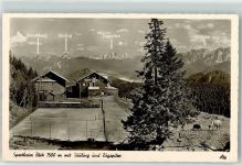 87484 W8964 Nesselwang Foto AK Sportheim Böck Sportplatz Säuling Zugspitze Kühe