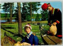 Foto AK Lappland Mann Frau Tracht