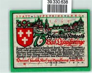 33175 W4792 Bad Lippspringe Notgeldschein Notgeld 75 Pfennig Wappen Kreuz Sachsentaufe 1921