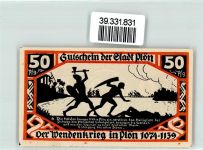 24306 W2320 Plön Geldschein Notgeld Gutschein 50 Pfennig Scherenschnitt