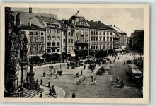 Olomouc Olmütz - WK II Adolf Hitler Ring Geschäfte Brunnen Auto Omnibus