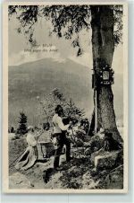 Hund Bayr. Wald Blick gegen den Arber Bildstock Tracht Flurkreuz / Marterl