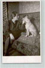 Frau Schäferhund Privatfoto AK