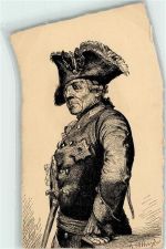 Friedrich der Grosse sign. A.Mengel Scan verzogen Adel Friedrich der Große Künstlerkarte