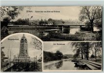 58452 W5810 Witten - Bergerdenkmal am Bootshaus Ruhrbrücke und Blick auf Bellevue
