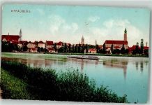 94315 W8440 Straubing Gebrauchsspuren Schiff Donau Kirche St.Peter