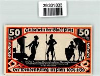 24306 W2320 Plön Geldschein Notgeld Gutschein 50 Pfennig Scherenschnitt der Wendenkrieg