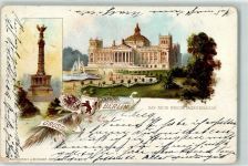 10115 W1000 Tiergarten 1897 Lithographie Siegessäule Reichstag