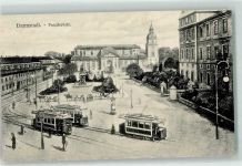 64283 W6100 Darmstadt - Paradeplatz Straßenbahn Litfaßsäule Reiterdenkmal