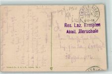 87435 W8960 Kempten Allgäu 1917 - Feldpost Res. Laz. Abteil Illerschule