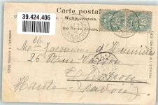 Frau Mann Tracht sign.A.v.M. Künstlerkarte Scherenschnitt 1903 Gebrauchsspuren