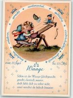 Waage Kinder Wippe Tracht Spruch Verlag Lengauer Nr.1020 Sternzeichen