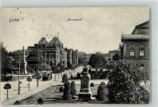 99867 O5800 Gotha , Thür 1921 Foto AK Arnoldiplatz Denkmal Straßenbahn