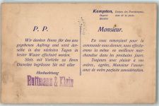 87435 W8960 Kempten Allgäu - Drucksache Ruttmann und Klein Anfang 20. Jahrhundert