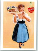 W8000 München sign.Wolfgang M.Prinz Werbung Heimer Enten nd Hühnerbraterei Tracht Abzeichen Paulaner Oktoberfest Künstlerkarte